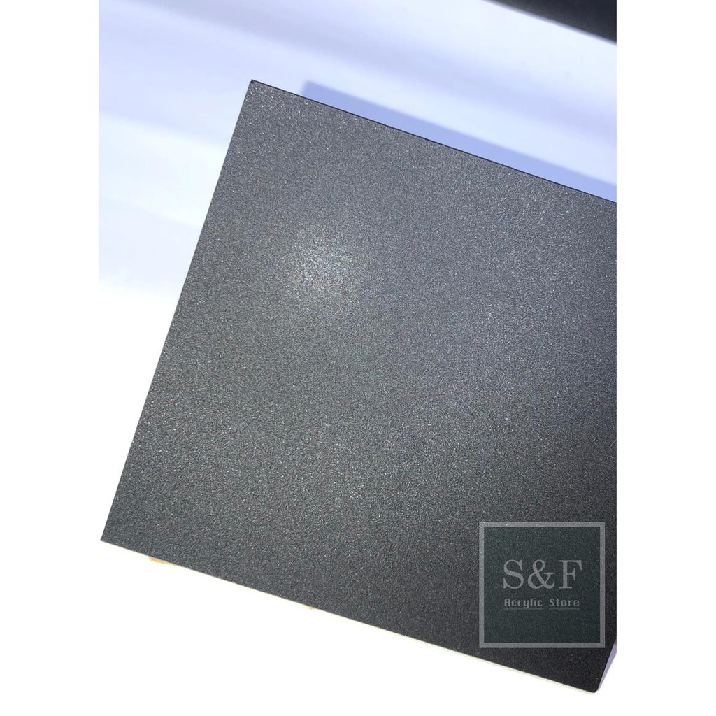 AKRILIK HITAM SATIN MOTIF PASIR 2MM / MATTE BLACK UKURAN A4 / AKRILIK MOTIF SATIN / SANDBLAST