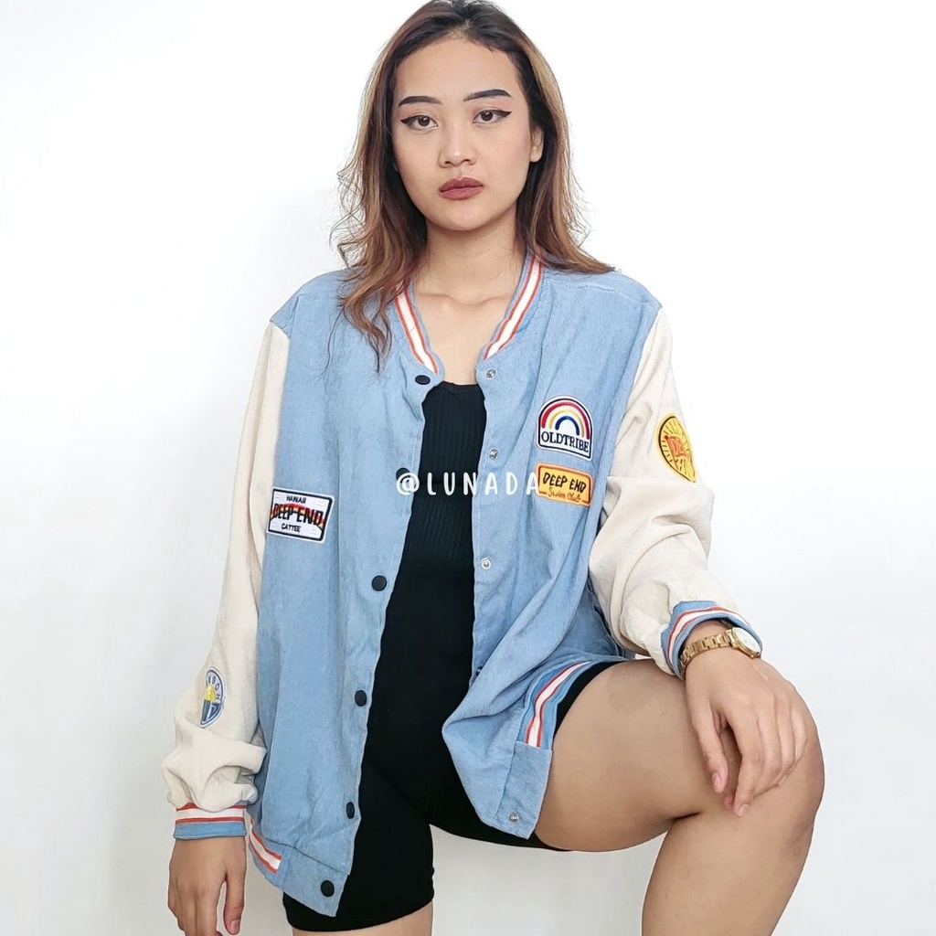 VARSITY CORDUROY JAKET WANITA - OUTER VARSITY IMPORT - VARSITY TANGAN PANJANG