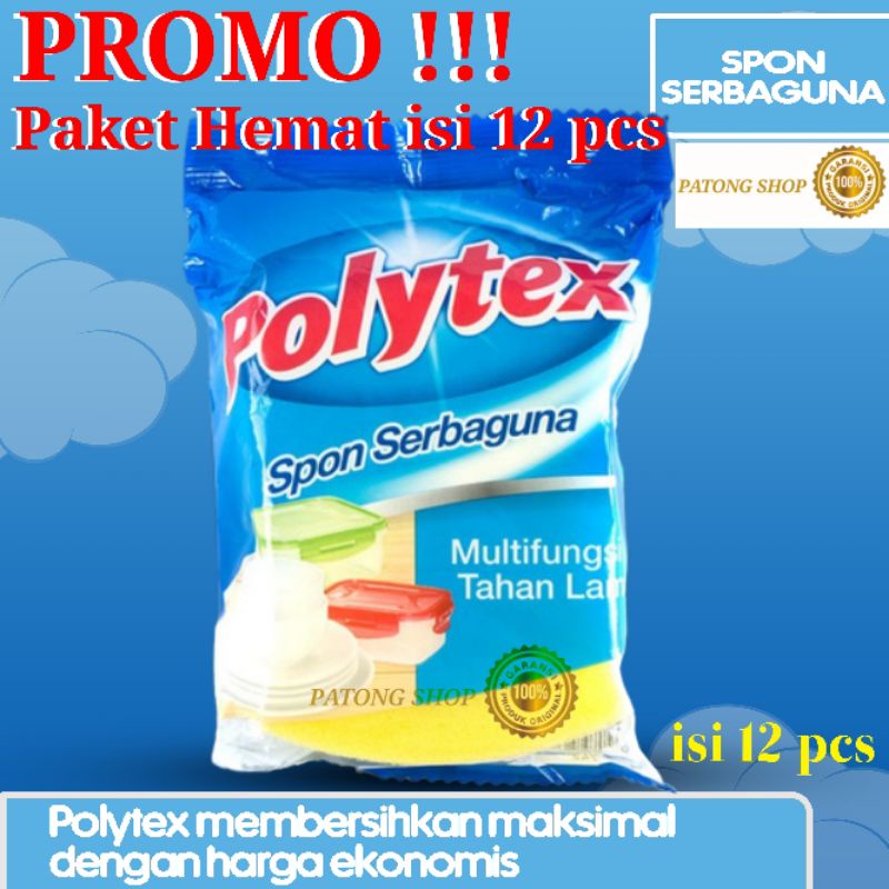 Paket Hemat Polytex Spon Serbaguna isi 12 pcs - Spons Sponge Cuci Piring