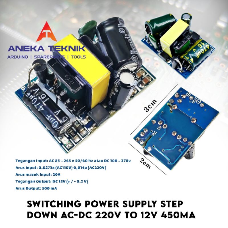 Switching Power Supply Step down AC - DC 220V to 12V 450ma