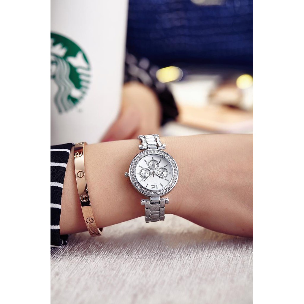 COD Jam Tangan  Fashion Wanita jam Rantai Strap Emas Silver Dial Logam Fashion G15