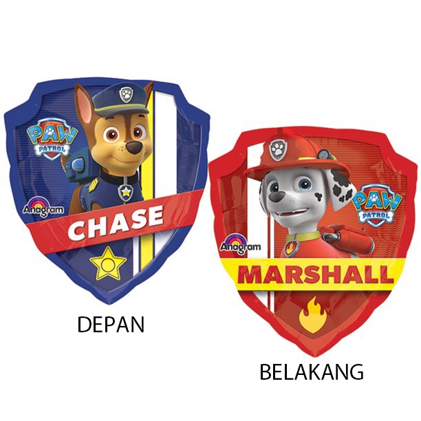 [PAKET] BIRTHDAY Set BANNER PAW PATROL RED MARSHALL Dekorasi Pesta Backdrop Ulang Tahun Anak