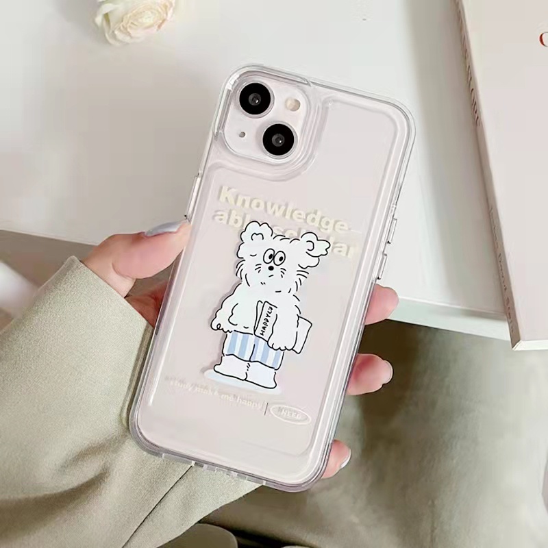 Case Bahan Akrilik Transparan Motif Beruang Putih Untuk iPhone 11 7Plus 8Plus Xr XS 13 12 Pro Max