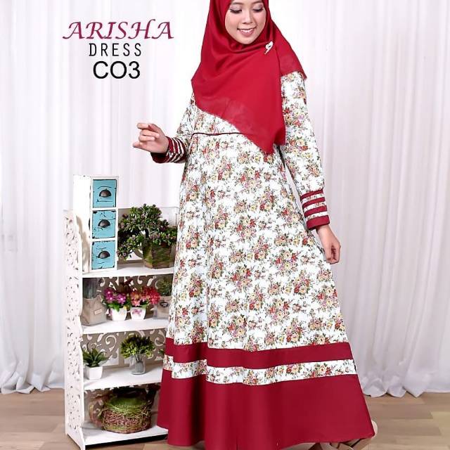 Gamis syari dewasa katun Jepang motif bunga ori - casual - simple - wudhu friendly - busui friendly