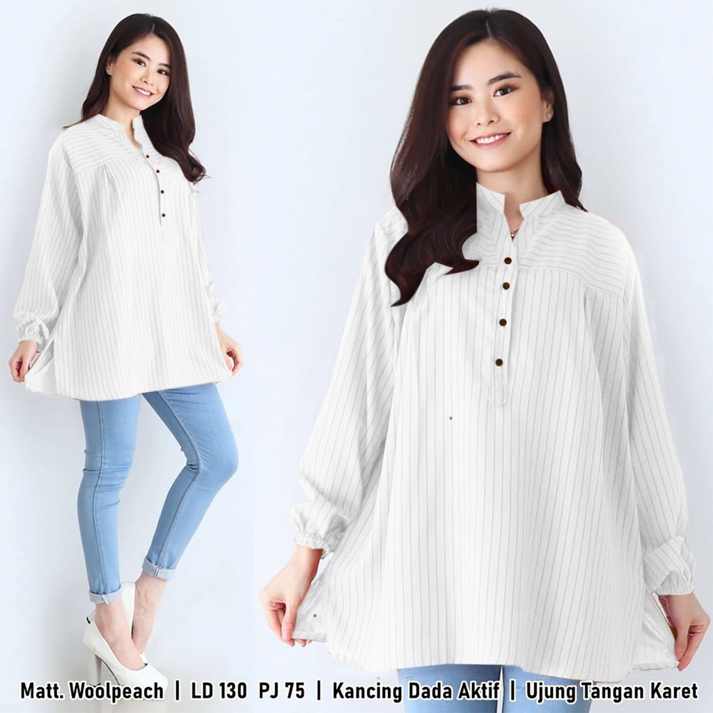 F&F [COD] + [GRATIS ONGKIR]  Blouse Jumbo Revo Atasan Lengan Panjang BIGSIZE XXXL LD 130 CM PJ 75 CM-Putih Hitam