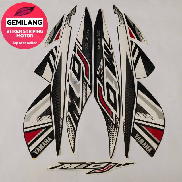 Striping Decal Polet Sticker Yamaha Mio j mioj putih lis hitam 2012 2013 list body standar kualitas 