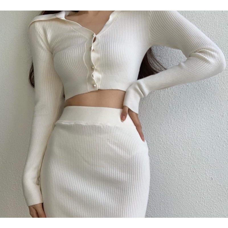 Cardigan Skirt Knit Set Import China Jj Label Shein Look Alike