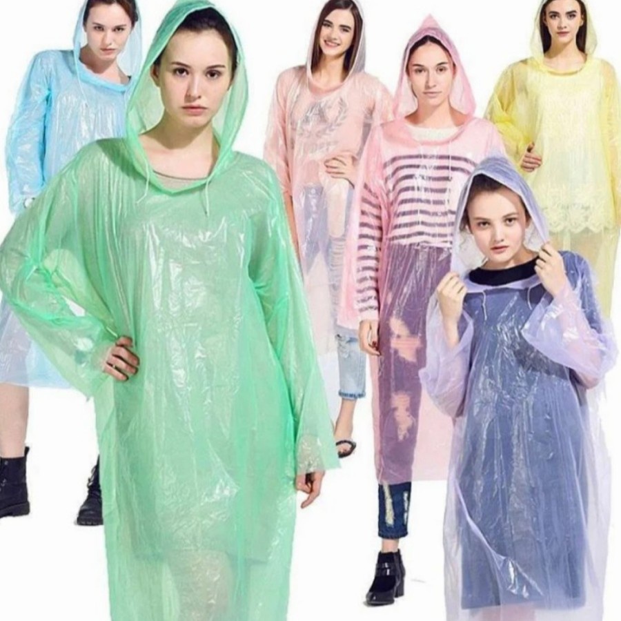 Sgmshop jas hujan sekali pakai rain coat Jas Hujan plastik polos warna kresek disposable emergency rain darurat praktis termurah