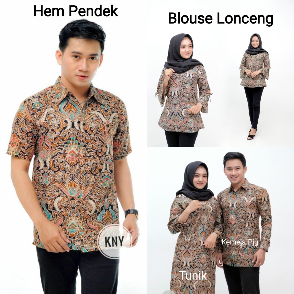 RUZZA Batik Couple Motif Kembang Langit Merak Sarimbit Keluarga Seragam Size M L XL