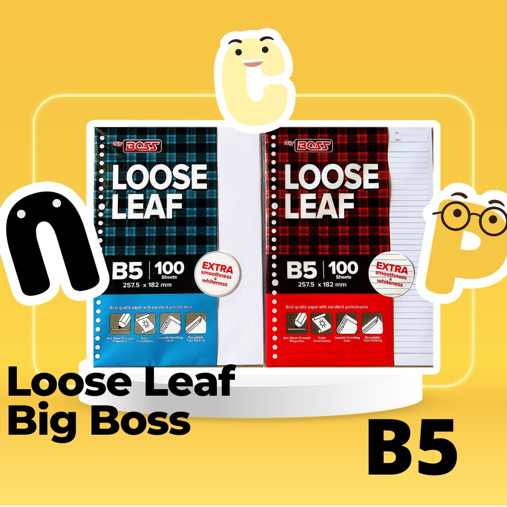 

Loose Leaf Big Boss B5 , 26 Holes - Garis isi 50 & 100 Lembar