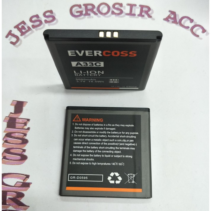 Baterai Battery Double Power Evercoss Evercross Cross A33C Jump Series - Hitam