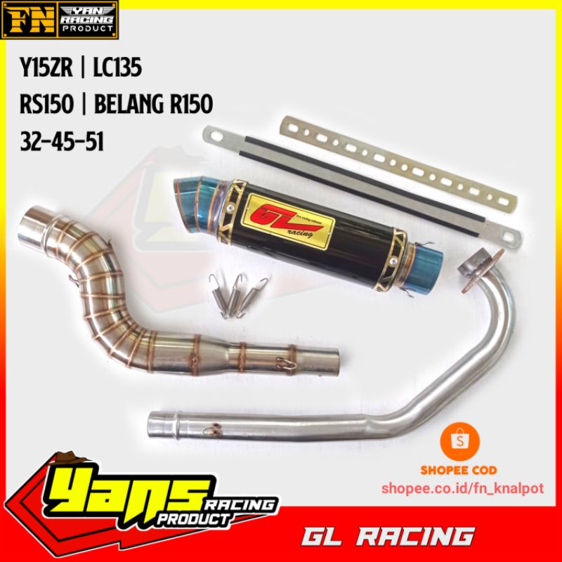 GL RACING EXHAUST / GL RACING EKZOS BLACK / EXHAUST Y15ZR / LC135 / RS150 / BELANGR150