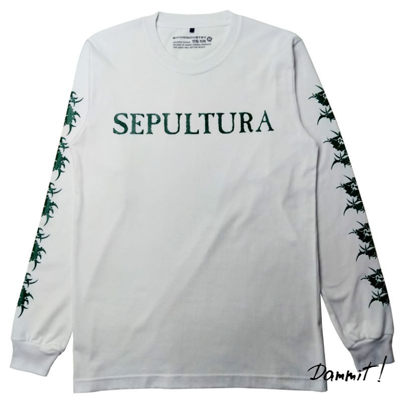 Kaos Longsleeve Sepultura - White - KAOS BAND PREMIUM - PUTIH - S, M, L, XL, XXL.