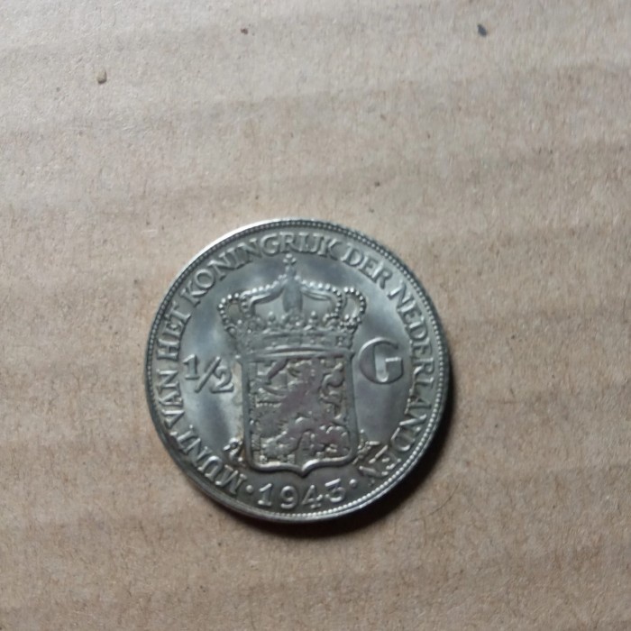 KOIN KUNO WILHELMINA KONINGIN DER NEDERLANDEN 1/2 GULDEN Terlaris