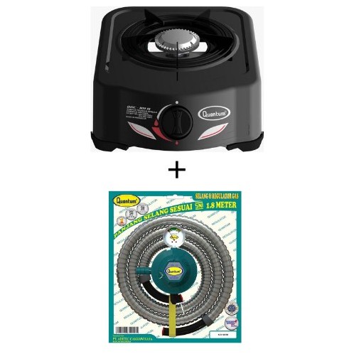 kompor gas satu tungku  Quantum QGC-101R dan Regulator Quantum QRL-032 Paket Hemat gas semarang