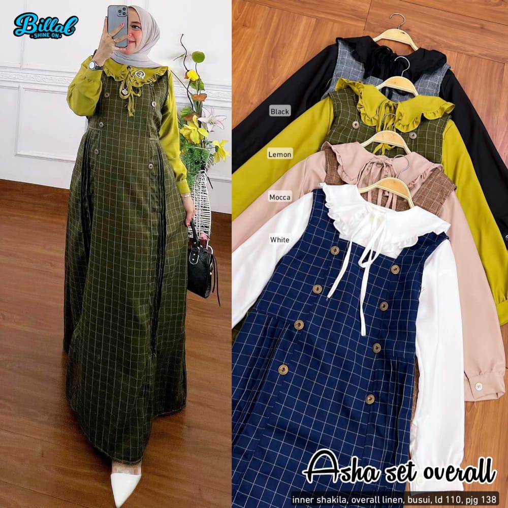 ASHA SETELAN / 14.4 / BAHAN SHAKILA MIX LINEN / LD 110 CM / ALLSIZE FIT M-XXL / OVERALL ONE SET / BILLAL