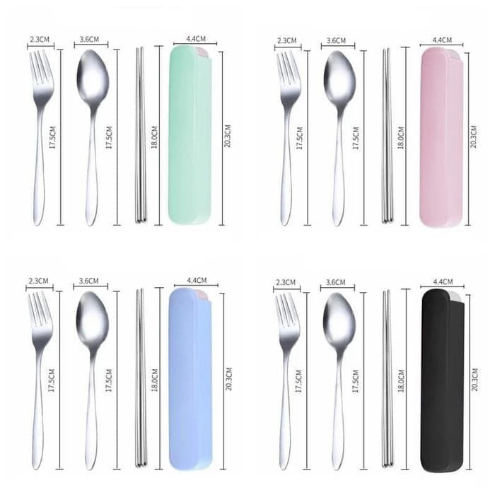 Stainless Steel Set Alat Makan Portable Sendok Garpu Sumpit - Cutlery - RANDOM