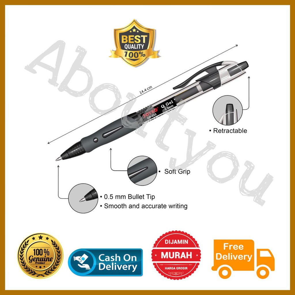 

Pulpen Gel PEN Joyko Q GEL HITAM 0.5 mm murah grosir