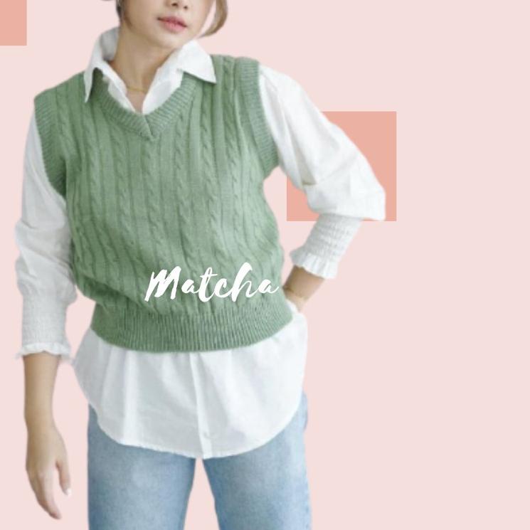 ➹ Rompi rajut cable / knit vest cable premium ⅍