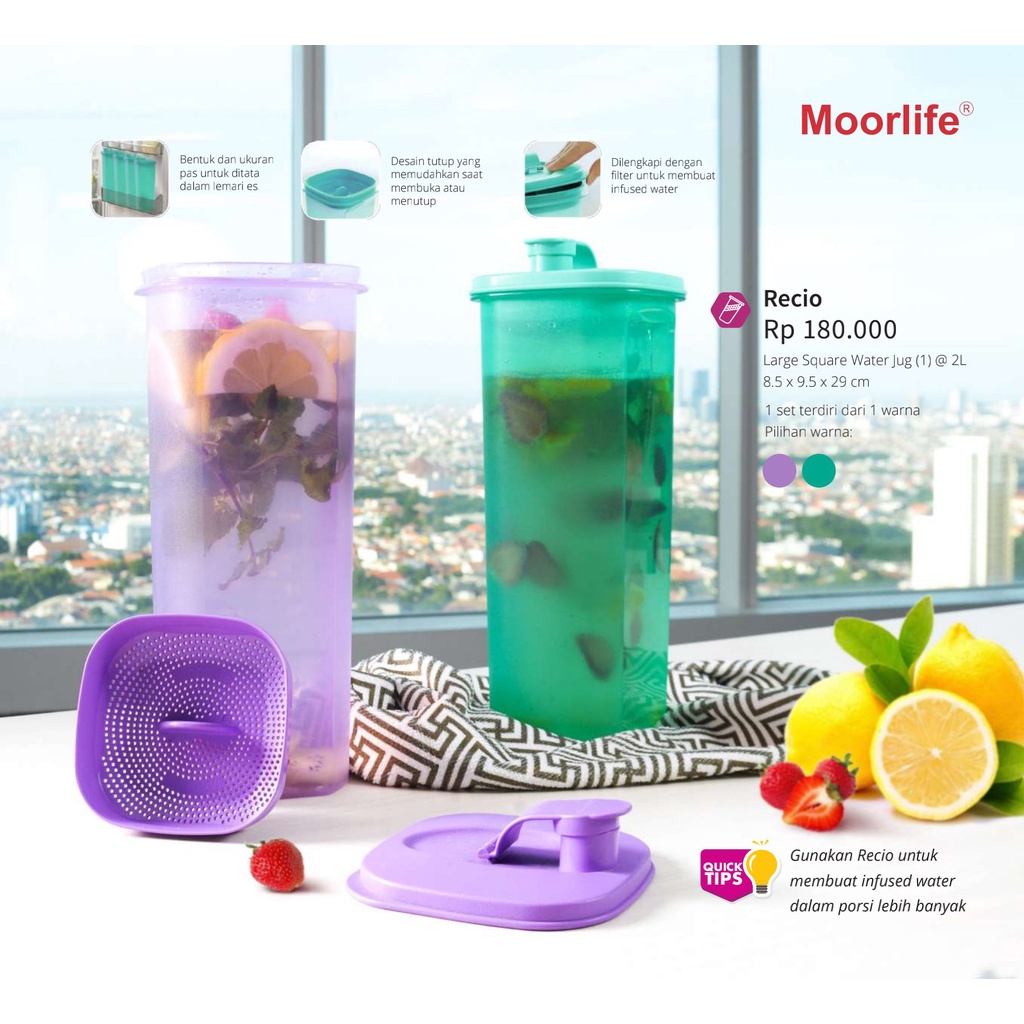 Botol Minum 2 Liter Recio Moorlife | Botol Minum Jumbo | Botol Infused Water| Large Water Jug