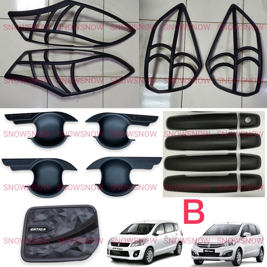 Paket Garnish Lampu Depan Belakang Outer Handle Tank Cover Ertiga 2012 2017 Sporty Hitam