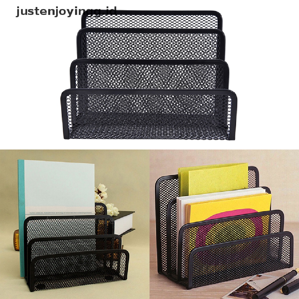 Rak Holder Penyimpanan File Kertas Surat Bahan Mesh Warna Hitam Untuk Desktop Kantor