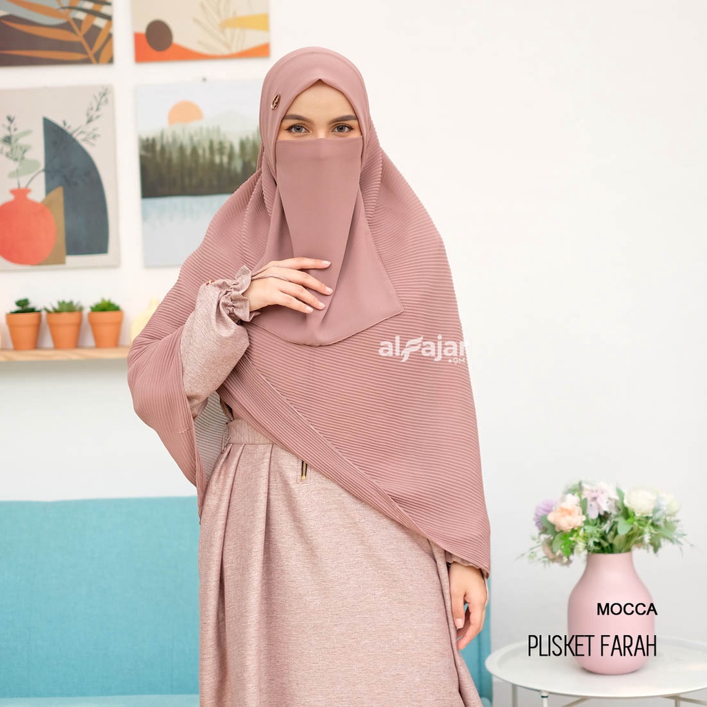 Jilbab Pasmina Instan Plisket Ceruty Babydoll Farah by Alfajar Free Cadar