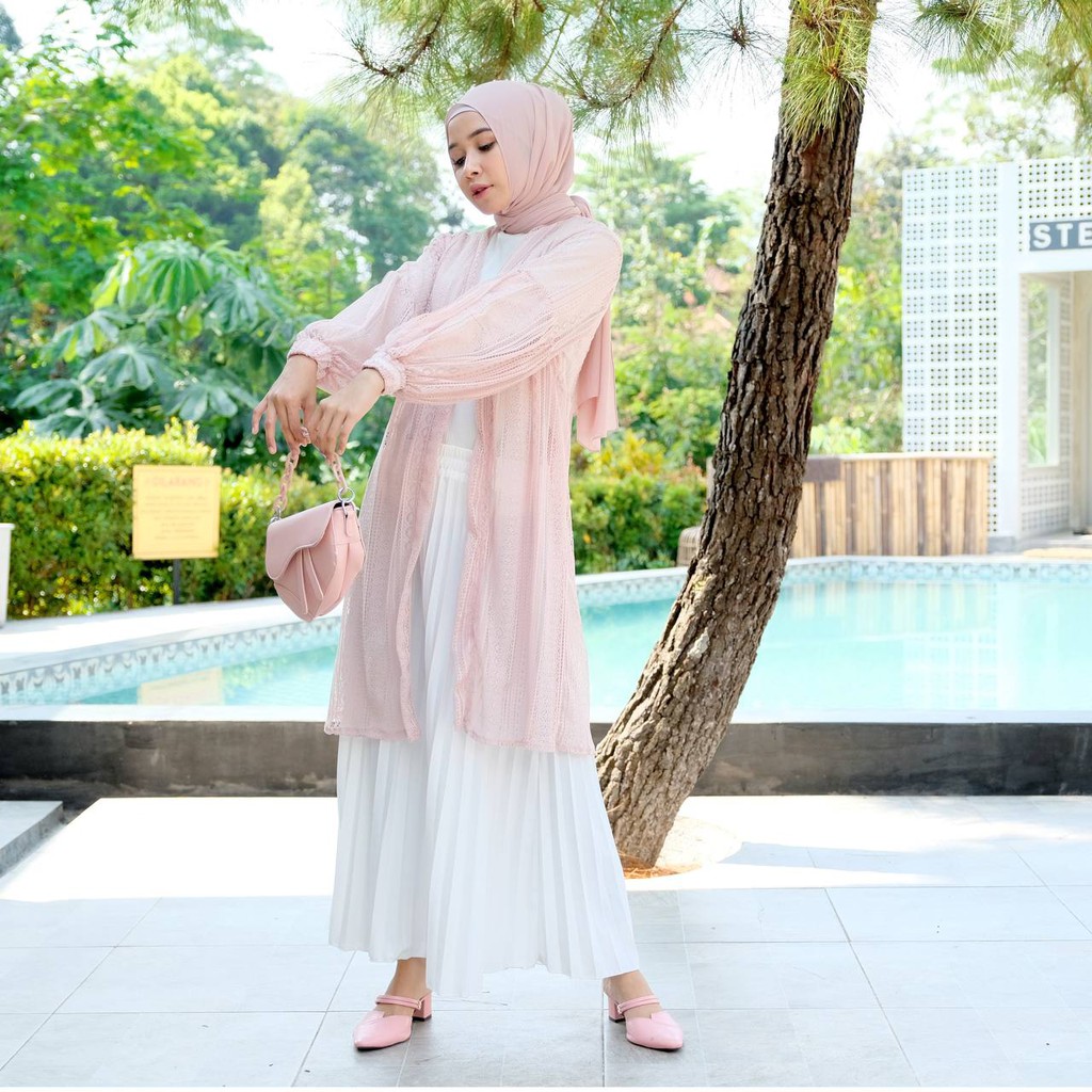 Delisha Brukat Cardy/Cardigan Brukat All Size/Outer Brocade/Outer Trasparan/Long Outer Pantai