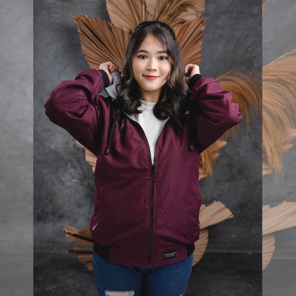 JAKET PARASUT BOLAK BALIK JAKET BB PARKA WANITA 2IN1 WATERPROOF BOLAK BALIK DISTRO PARASUT HOODIE BISA LEPAS SIZE JUMBO XXL