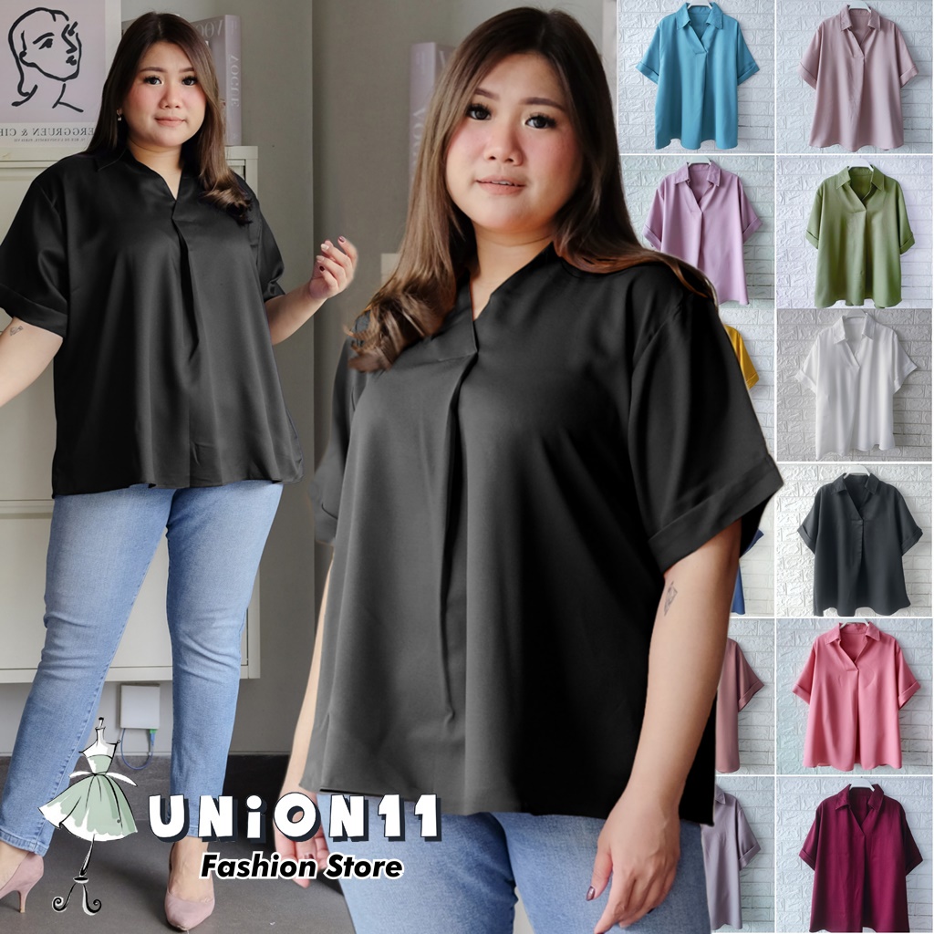 UNION11 - ATASAN JUMBO WANITA LD 130 / BAJU JUMBO WANITA / BAJU KERJA WANITA BIGSIZE / BLOUSE JUMBO WANITA / ATASAN JUMBO XXXL WANITA ALVA