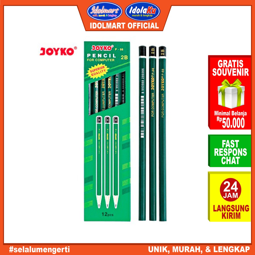 

IDOLMART Pencil / Pensil Joyko P-88 / 2B / 1 BOX 12 PCS / 1 lusin isi 12