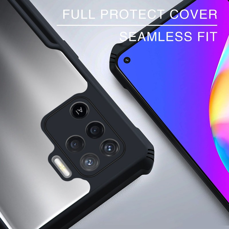 PAKET 2 IN 1 Case Oppo Reno 5F Armor Fusion Transparent Prmium Casing Free Tempered Glass