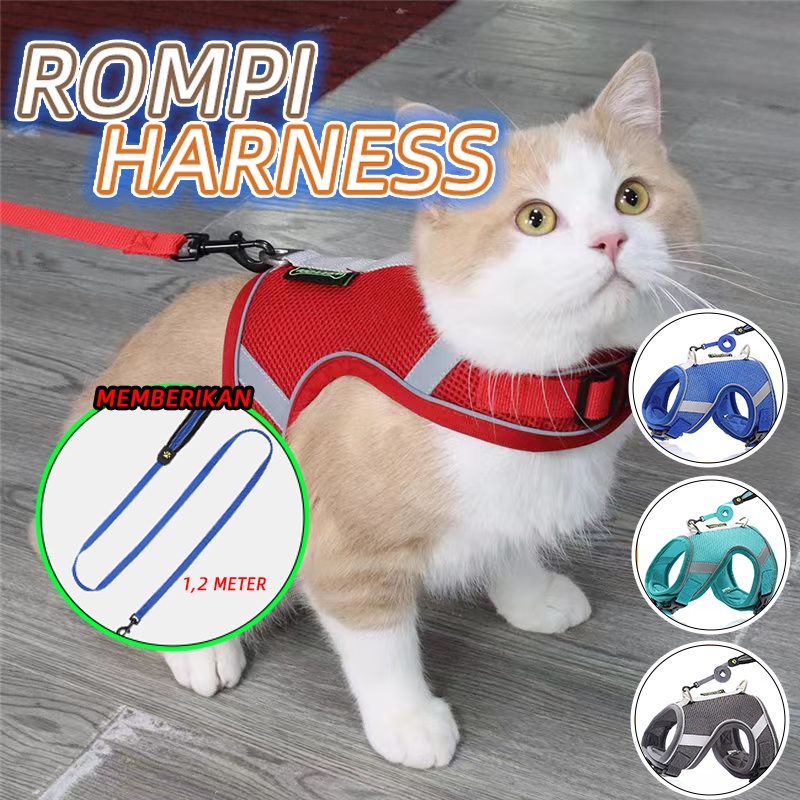 Tali Tuntun Rompi Kucing Harness Baju Kucing Kitten Anjing Murah Cat Dog Leash Harnes Tali Tuntun Kalung Kucing Kelinci Musang Monyet Cat Harness