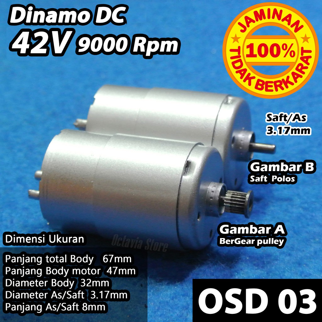 Dinamo Motor DC 5V 9V 12V 24V 42V