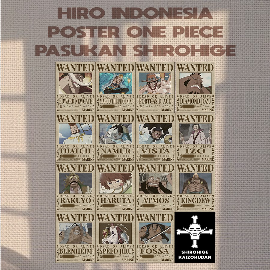 [ISI 16PCS] Poster Anime One Piece Buronan Bounty Mugiwara Crew Terbaru  Kapal Thousand Sunny Go-16PCS | OPxShirohige
