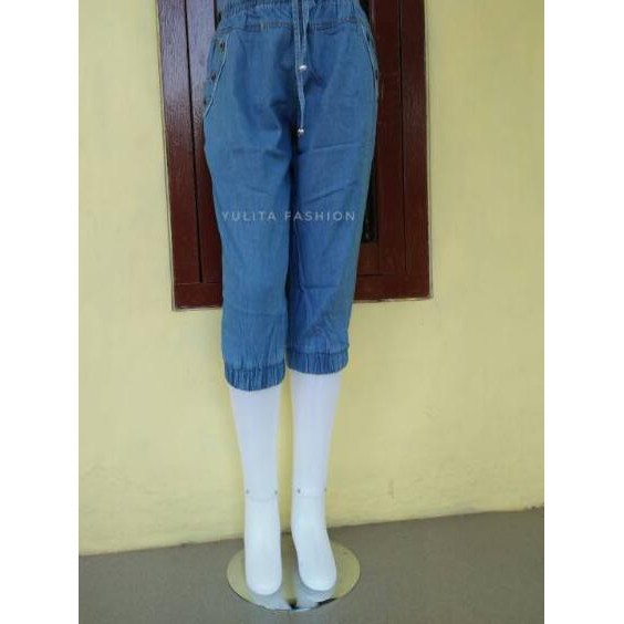 JOGGER JEANS PENDEK 7/8 JUMBO WANITA REMAJA DAN DEWASA