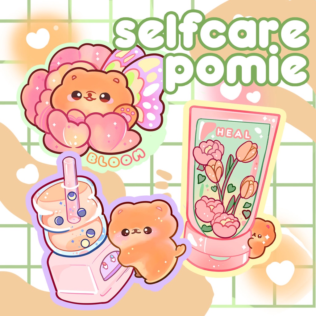 

Pomie Self Care Stiker Motivasi Holografik Heal, Grow and Bloom Sticker Pomie Motif Binatang Lucu untuk Hias Buku Harian Sticker Laptop