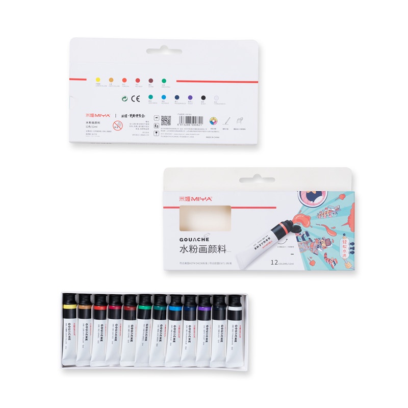 MIYA HIMI Gouache Paint tube 12ml x 12colours (Kemasan Baru)