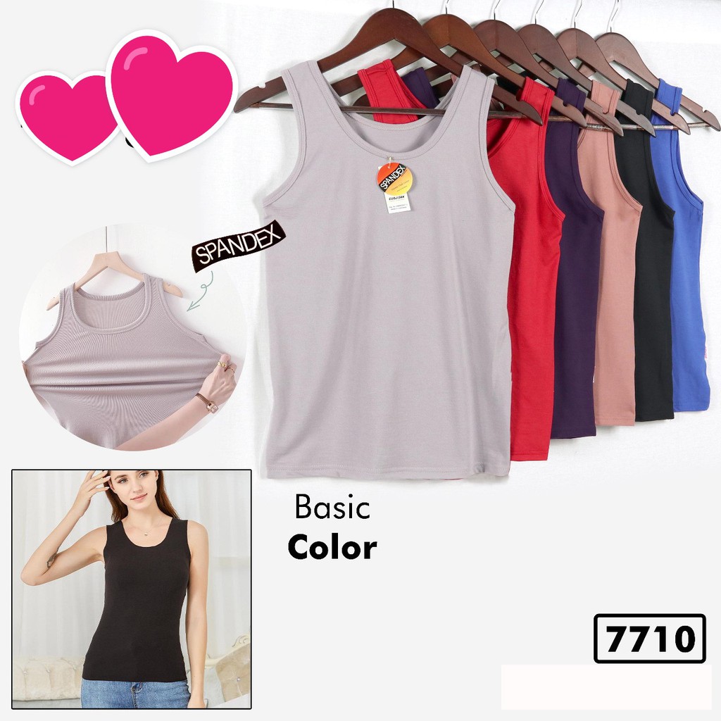 Tank Top / Singlet Wanita Basic Tali Besar Stretch Adem 7710