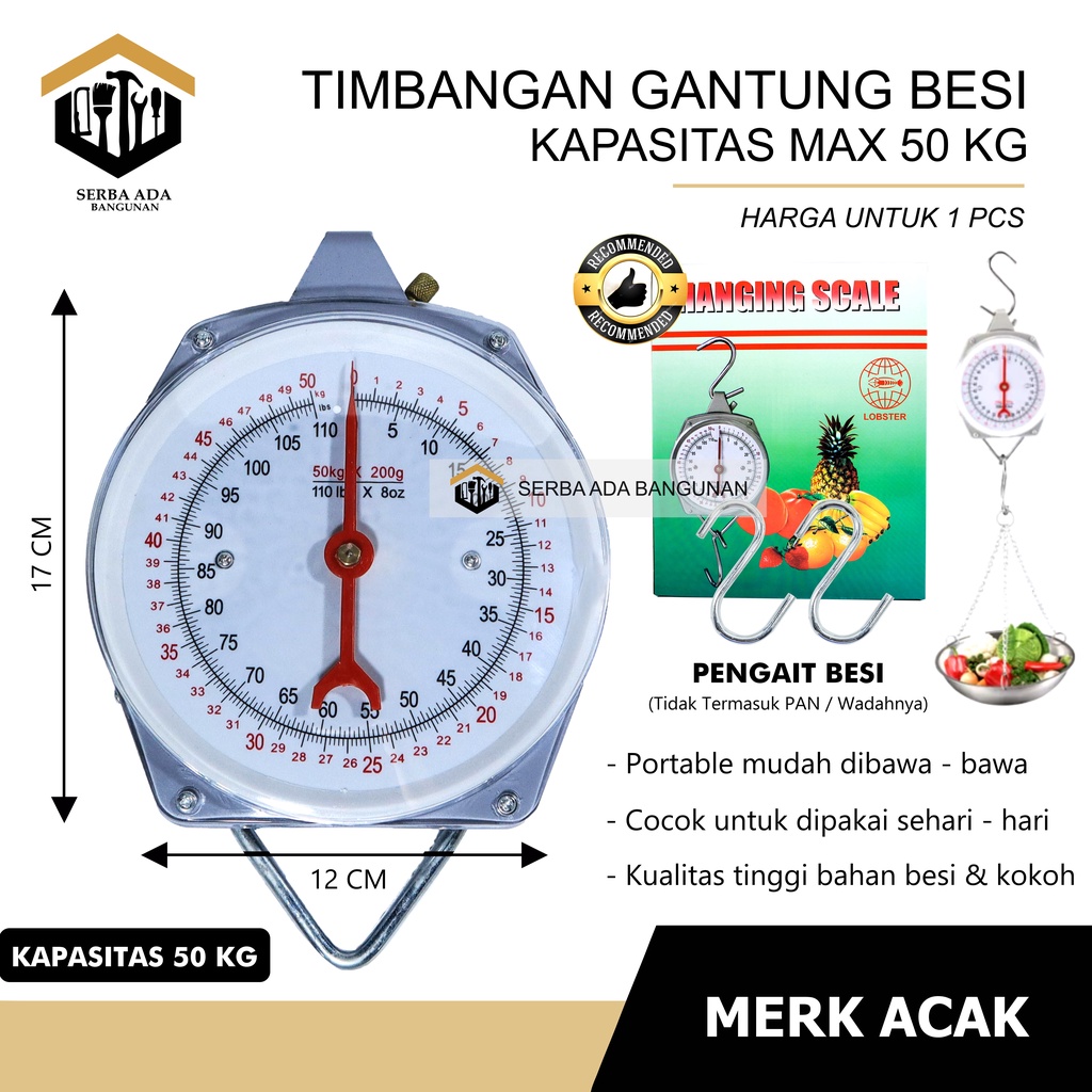 Timbangan Gantung Jarum Manual HANGING SCALE 25kg 50kg 100kg