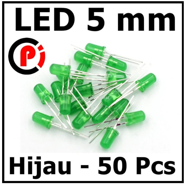 Per Bungkus isi 50pcs LED 5mm Nyala Hijau Diffused Green 5 mm 50 Pcs