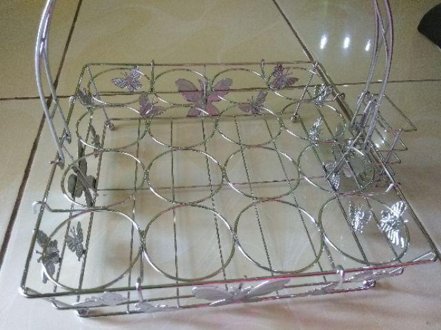 Keranjang Air Mineral Rak Gelas Minum Aqua Tempat Cangkir Kupu Rak Cangkir Mug Rack