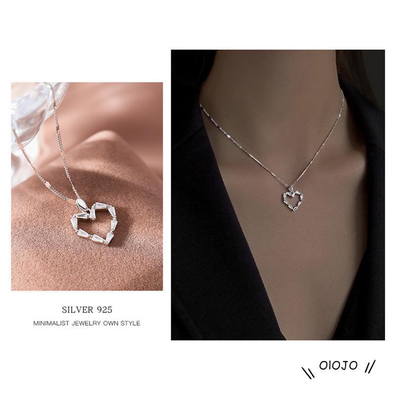 Kalung Rantai Clavicle Desain Hati Bahan Zirkon Untuk Wanita - ol2