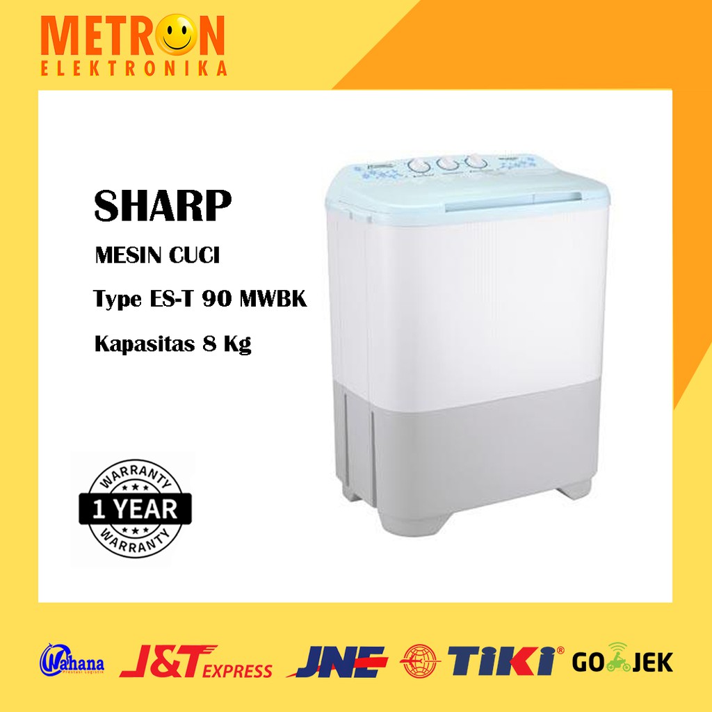 SHARP ES T 90 MWBK / MESIN CUCI SEMI AUTO 8 KG BIRU / EST90MWBK