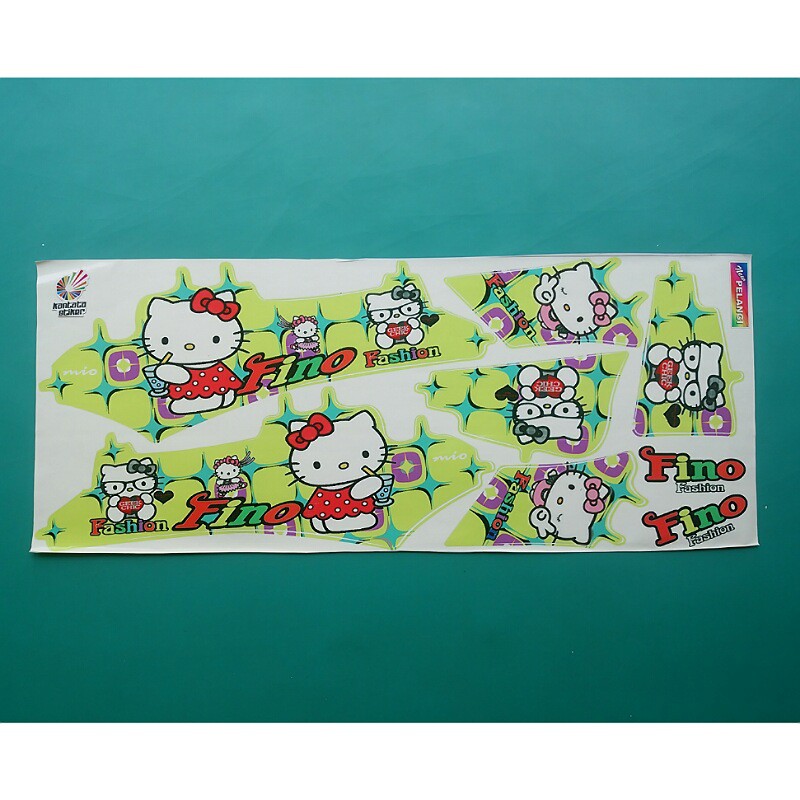 Stiker motor fino variasi hello kitty kuning