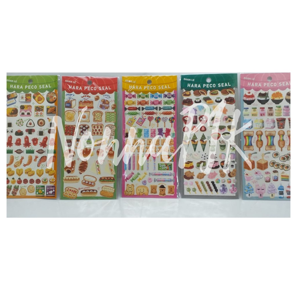 Sticker Stiker Anak Vintage motif Food - Ice Cream - Fruits - Bread