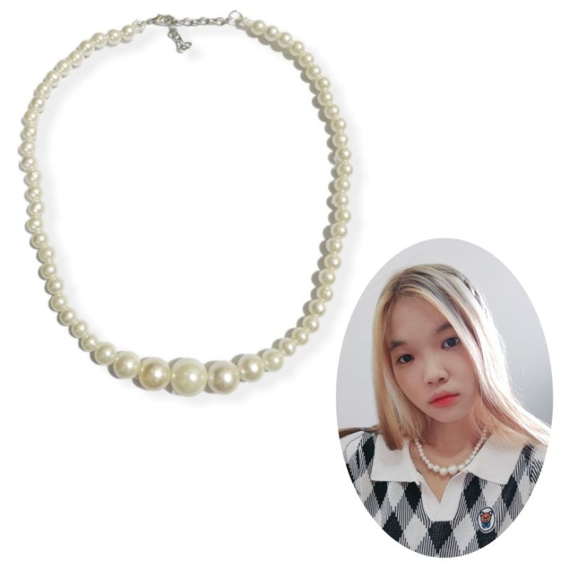 Zoey Big Pearl Necklace Kalung Mutiara Panjang Korea Jumbo