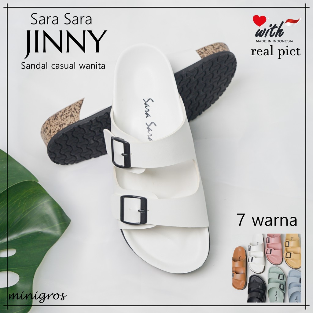 Sara Sara JINNY Sandal wanita casual sandal slop puyuh kekinian model birken ban dua