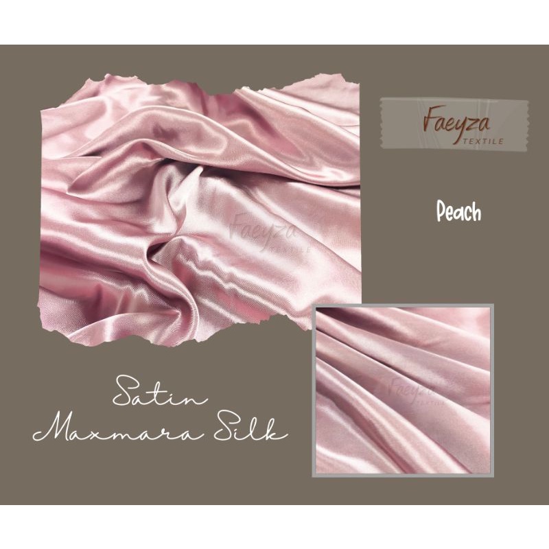1METER KAIN SATIN SILK MAXMARA KILAP GLOSSY WARNA WARM LILAC, METALLIC GRAY, LIGHT MAUVE, PEACH