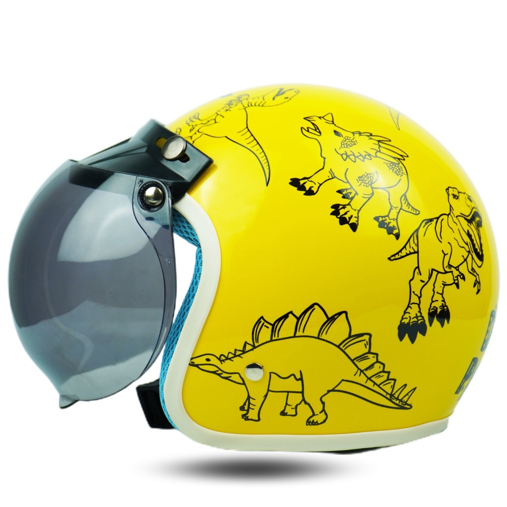 Helm Bogo Retro Anak  Motif  kartun Dino SNI